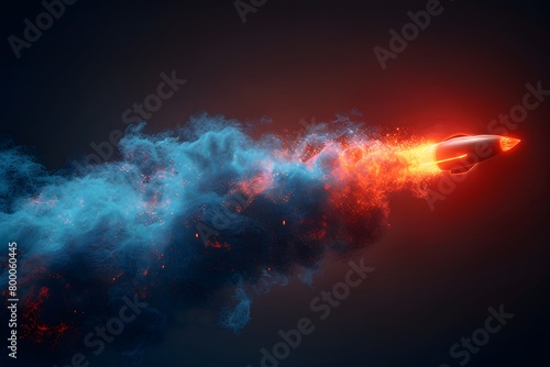 Futuristic Rocket Speeding Through a Stunning Nebula Cloud © D