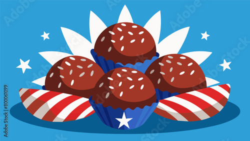 Uncle Sams Chocolate Truffles Rich and decadent truffles rolled in red white and blue sprinkles or coconut flakes.. Vector illustration