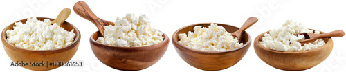 Wallpaper Mural set of cottage cheese in wooden bowl with scoop, cut out Torontodigital.ca