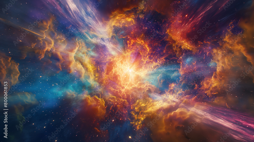 Fototapeta premium A mesmerizing portrayal of nebulae birth and star formation reflecting the majestic beauty of the deep space