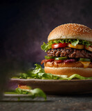 hamburger on a black background Spring Euphoria: Burger Extravaganza