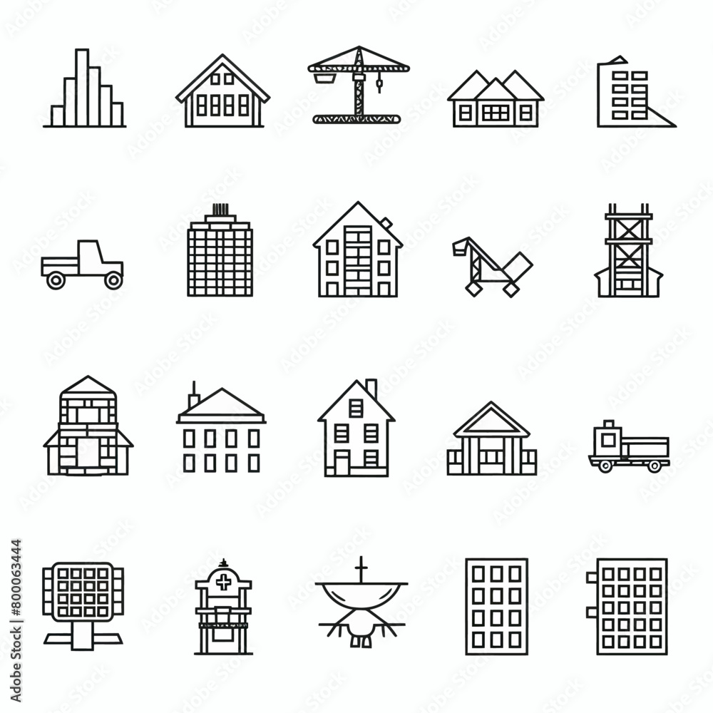 a bunch of buildings that are on a white background a bunch of buildings that are on a white background