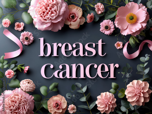 Concepto gráfico para la lucha contra el cáncer de mama. Logo concierto musical en beneficio de, busto maniquí, la palabra 