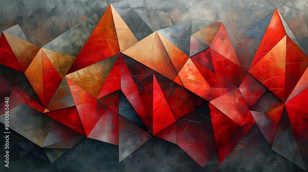 Rhythmic Dance of Reds and Grays in Geometric Art Rhythmic Dance of Reds and Grays in Geometric Art
