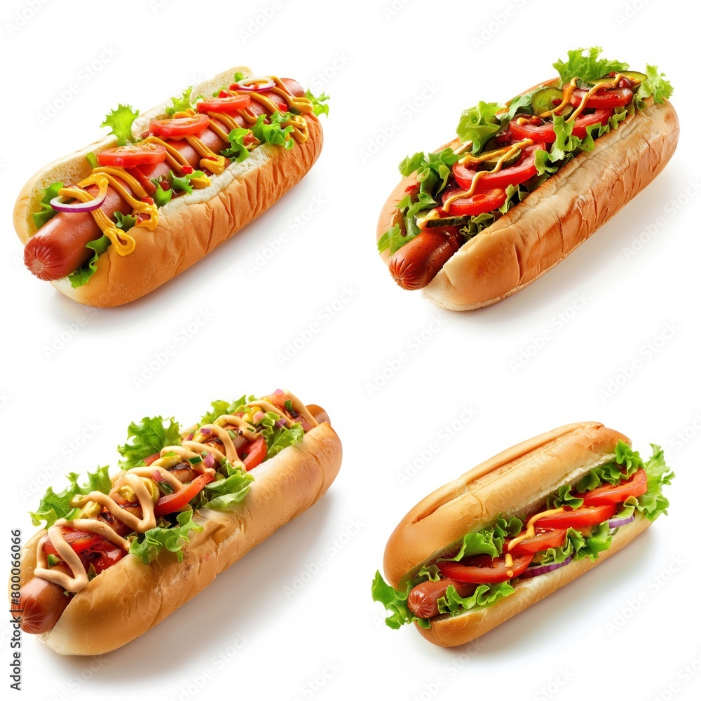 set portrait Hotdog isolated on white background set portrait Hotdog isolated on white background
