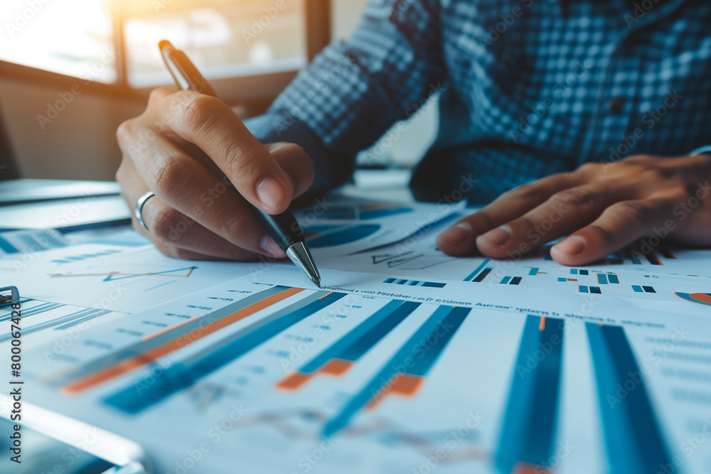 graphs and charts on the desk, business and financial concept graphs and charts on the desk, business and financial concept
