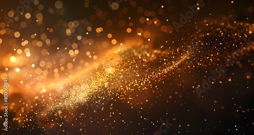 Abstract golden lights and glitter on black background, luxury abstract background design with shining gold rays of light, glowing effect for celebration or award ceremony. Vector illustration.