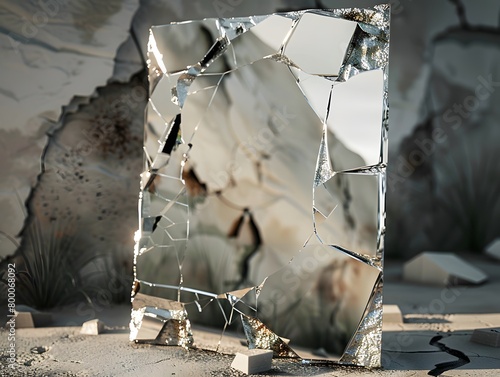 Broken glass scene background.