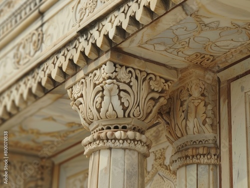 Close-up view of the Taj Mahal's detailed carvings, iconic Indian monument