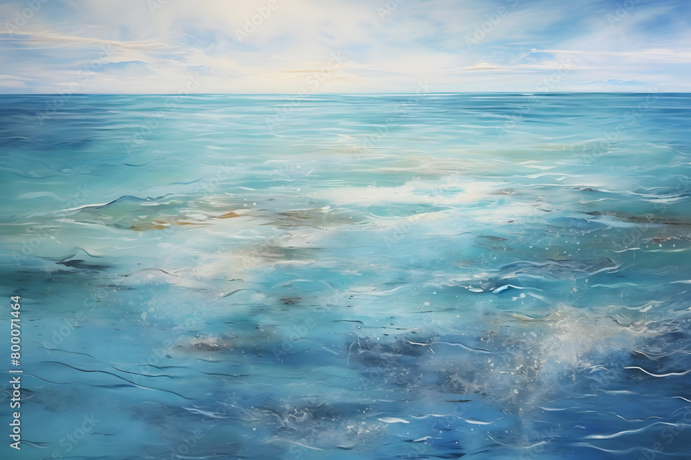 Tranquil Ocean Tranquility, abstract landscape art, painting background, wallpaper, generative ai
