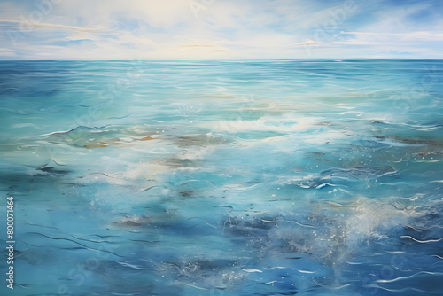 Tranquil Ocean Tranquility, abstract landscape art, painting background, wallpaper, generative ai © Niko