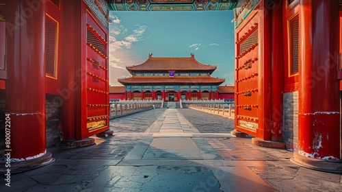 Panoramic view of the Forbidden City, imperial Chinese architecture, historical site photo