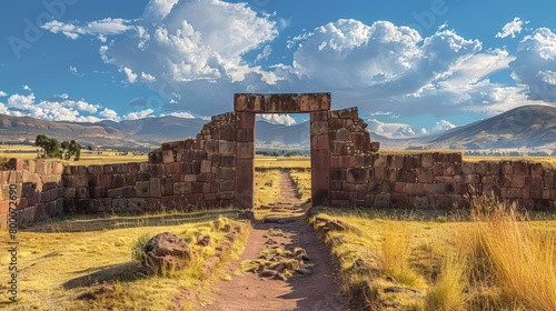 Tiwanaku archaeological site, ancient Bolivian city photo