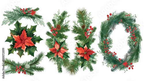 Four of Christmas compositions with poinFourtia