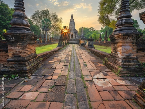 Sukhothai temple ruins, ancient Thai structures photo