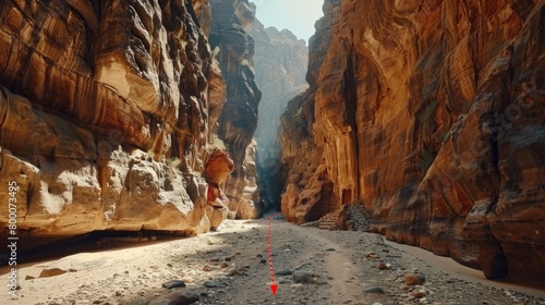 Petra Siq, narrow canyon entrance in Jordan photo