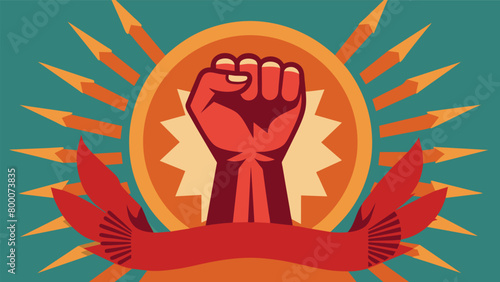 An advertit for the festival featuring a bold and empowering image of a fist raised in triumph representing the resilience and determination of those. Vector illustration