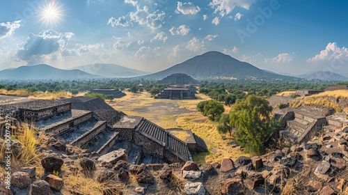 Panoramic view of the Teotihuac?n pyramids, ancient Mesoamerican city photo