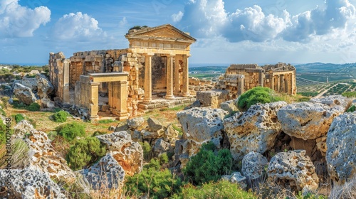 Panoramic view of the Tarxien temples, ancient Maltese site