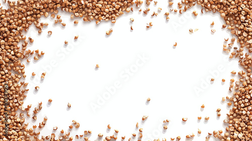 Frame made of buckwheat on white background Vector