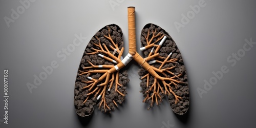 Cigarette smoker's lungs isolated on white background photo