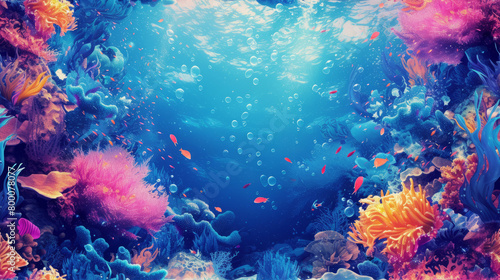 Vibrant underwater seascape with colorful coral and fish in digital art style © Robert Kneschke