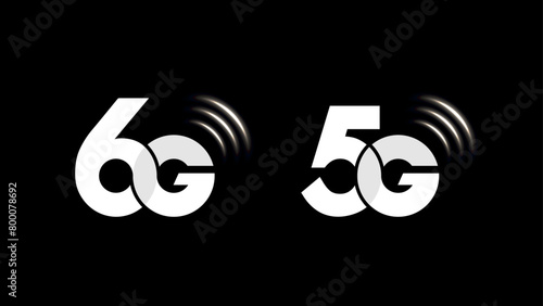 6G & 5G Icon Vector for Apps or Mobile Devices. Symbols of 6G and 5G Network, High-Speed Technology, and Internet. Vector.