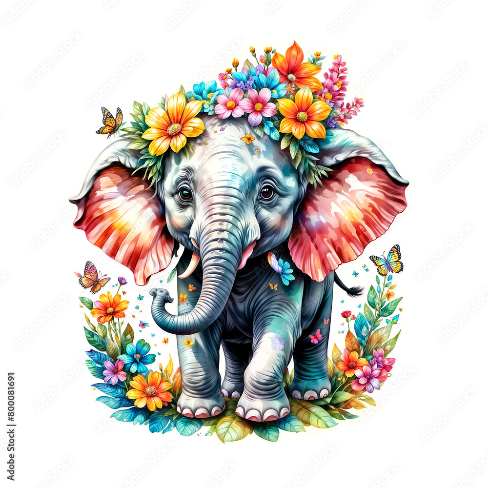 Elephant Sticker Colorful Elephant Bliss A Bouquet of Joy Surrounds the Cartoon Elephant Sticker on Transparent Background, Adorned with Vibrant Flowers and Rainbow Butterflies - Generative AI
Elephant Sticker Colorful Elephant Bliss A Bouquet of Joy Surrounds the Cartoon Elephant Sticker on Transparent Background, Adorned with Vibrant Flowers and Rainbow Butterflies - Generative AI