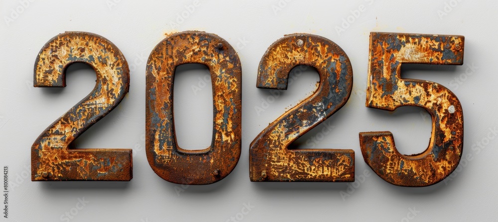 Fototapeta premium Bold 2025 number design on clean white background for new year and future concept illustrations