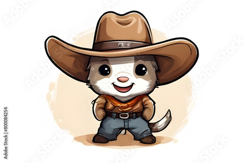 a cute animal dressed as a cowboy. Generative ai.