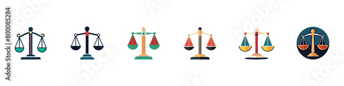 Scales icon in flat style. Libra symbol, balance sign. Law scale vector icon, justice symbol. Scales icon set illustration. Law scale icon. Justice sign and symbol photo