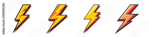 Lightning bolt icons set isolated on white background. Lightning icon set illustration. electric sign and symbol. Electric vector icons. Lightning bolt. Electric lightning bolt symbols. Install Lightn photo