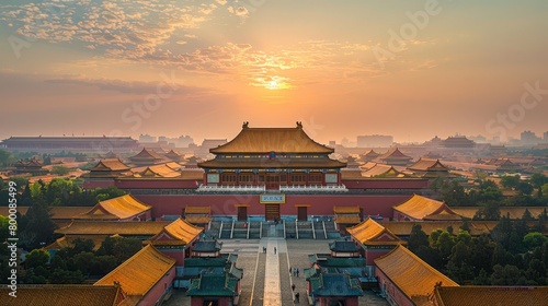 Panoramic view of the Forbidden City  imperial Chinese architecture  historical site