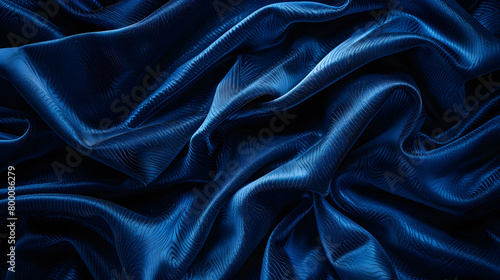 Elegant Blue Velvet Texture with Luxurious Fabric Folds in High-End Fashion and Design