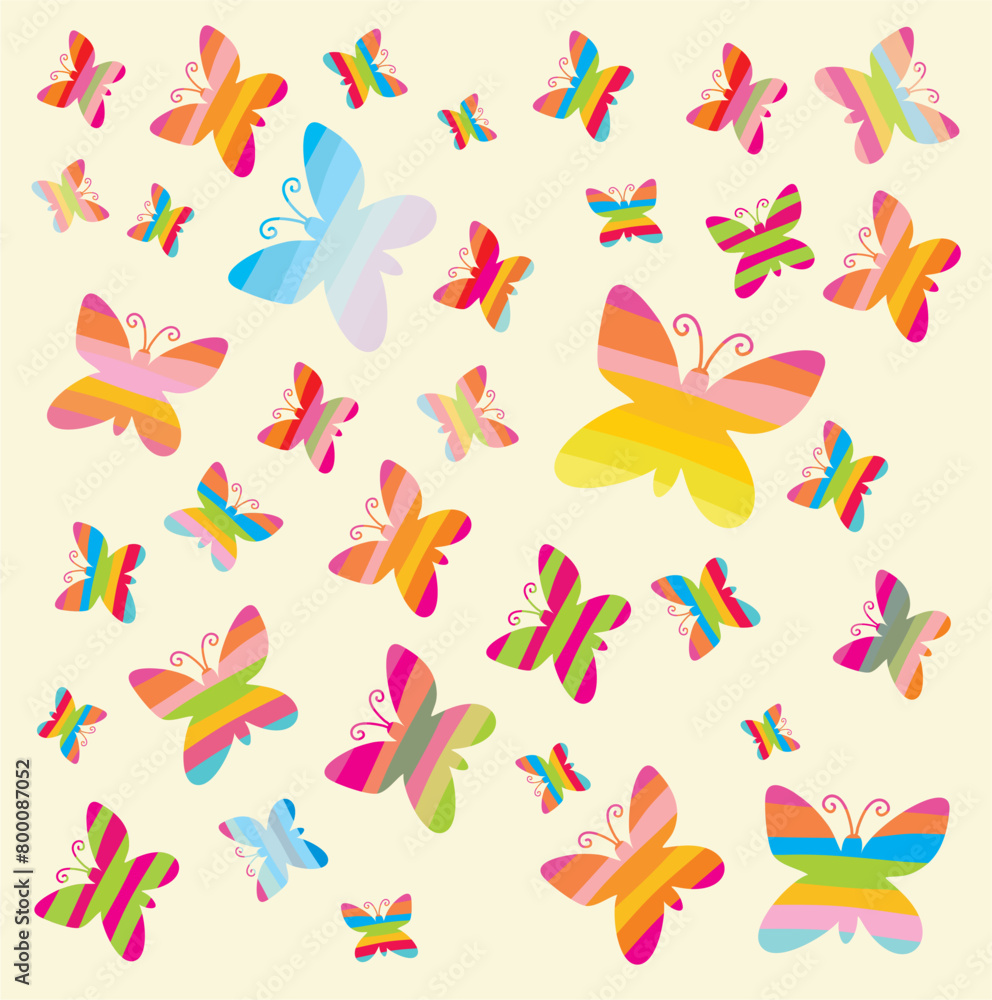Seamless pattern with butterflies.  Perfect for wallpaper, gift paper, pattern fills, web page background, spring and summer  greeting cards.  Vector Illustration