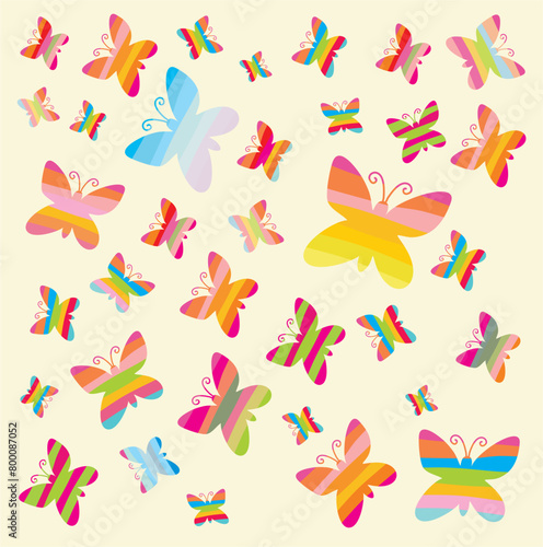 Seamless pattern with butterflies. Perfect for wallpaper, gift paper, pattern fills, web page background, spring and summer greeting cards. Vector Illustration