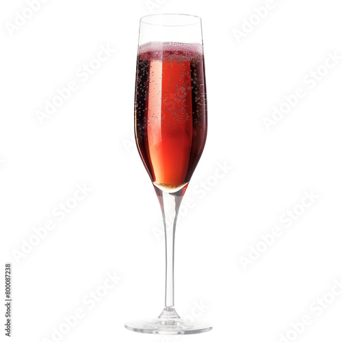Elegant Kir Royal Cocktail in Flute Glass on Transparent Background