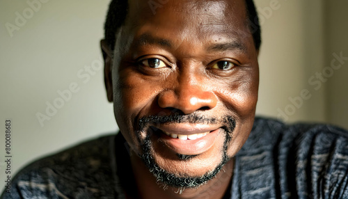 The pleasant-looking middle-aged man, smiling towards the camera in close-up