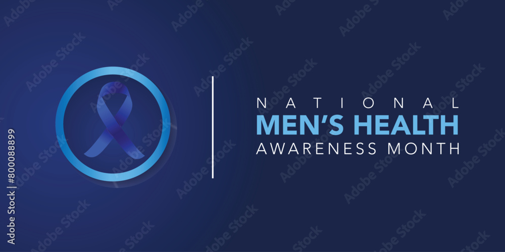 Men health awareness month poster or banner of blue ribbon. Vector no ...