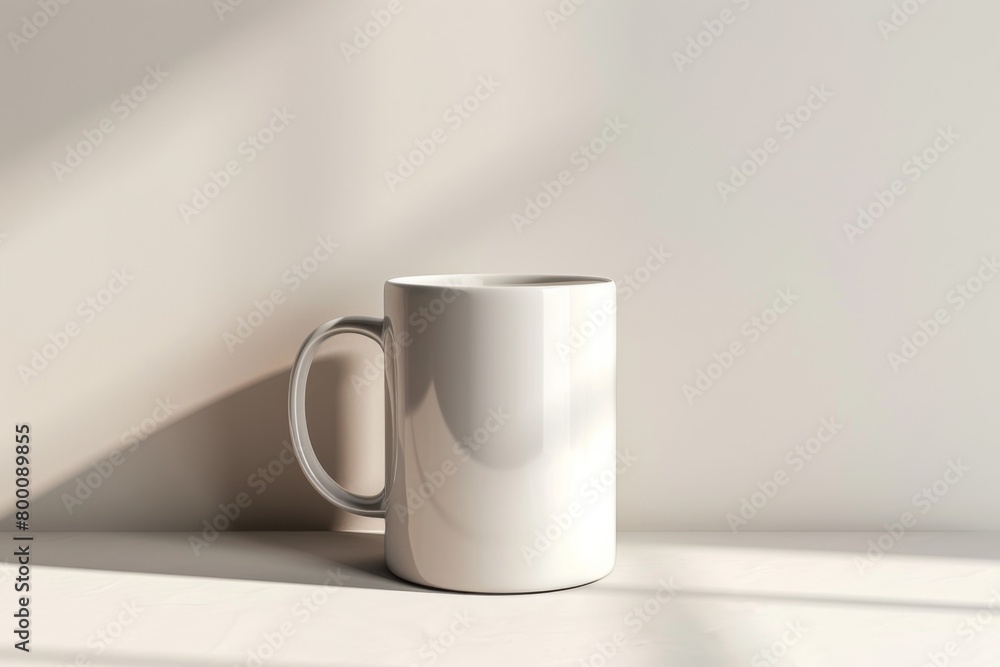 White Blank Mug Mockup in Photographic Scene created with Generative AI White Blank Mug Mockup in Photographic Scene created with Generative AI