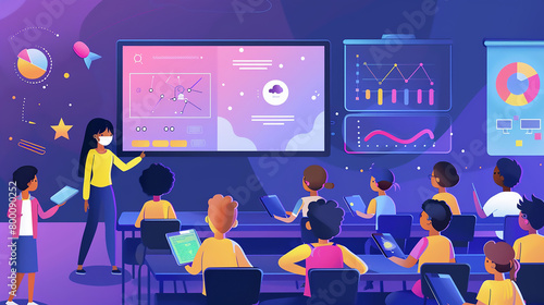 A classroom environment where human teachers utilize powered tools to personalize learning experiences  adapt curriculum  and track student progress more effectively.