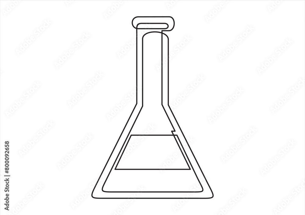 Conical flask one line continuous drawing. Laboratory glass equipment continuous one line illustration. Vector minimalist linear illustration Conical flask one line continuous drawing. Laboratory glass equipment continuous one line illustration. Vector minimalist linear illustration