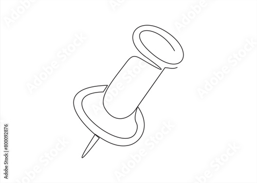 Pushpin or pin sign one line icon on background