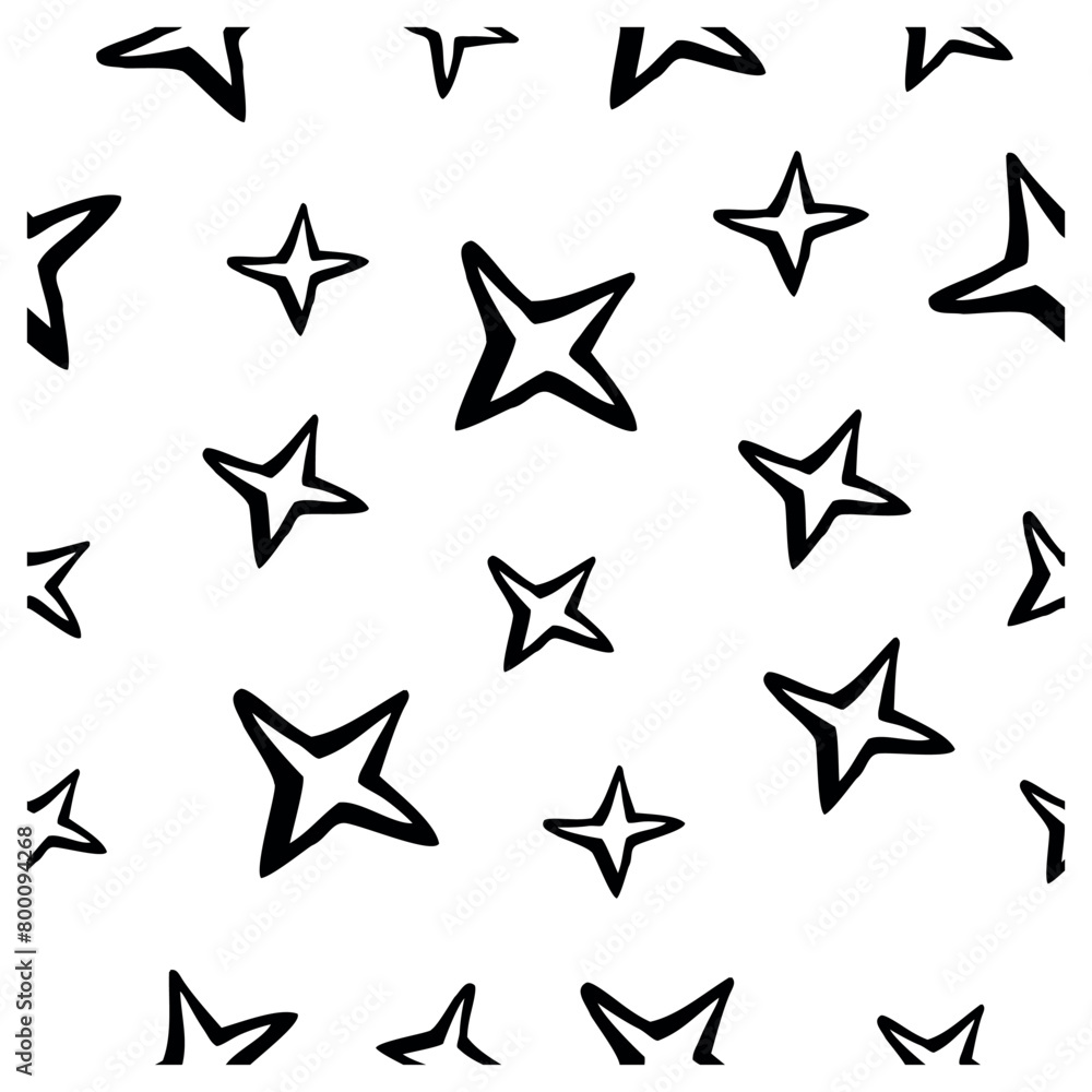 background, star, seamless simple vector hand draw sketch doodle