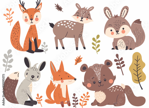 a set of cute foxes and other animals © Thuan