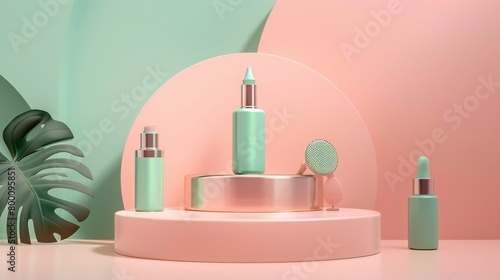 Geometry-inspired platform for summer cosmetic mockups, adding a modern touch to product displays.
