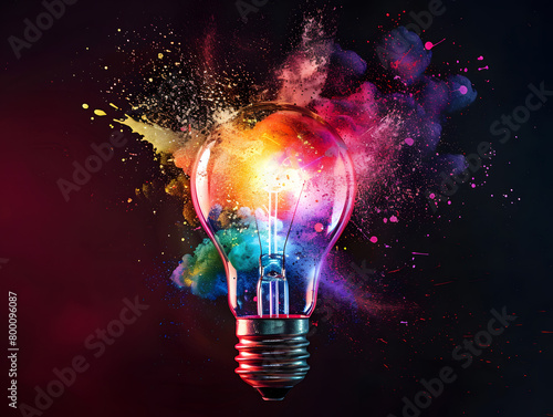 Illuminated Explosion: A Burst of Colorful Creativity from a Light Bulb
