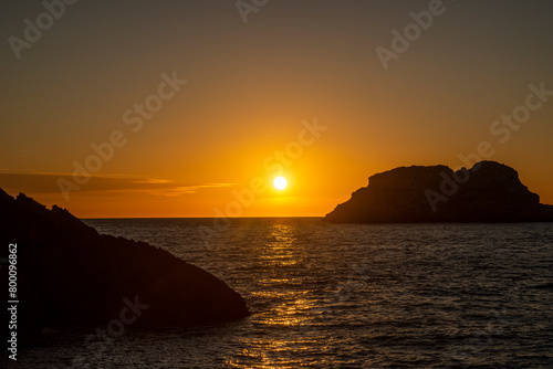 Ses Margalides sunset near Santa Agnes village  Sant Antoni de Portmany  Ibiza  Balearic Islands  Spain
