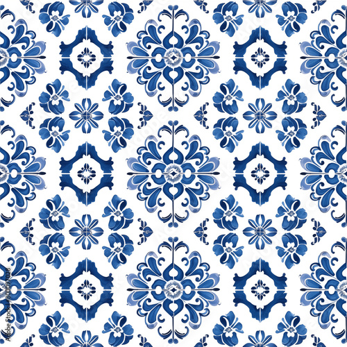 Portuguese Azulejo tiles seamless pattern