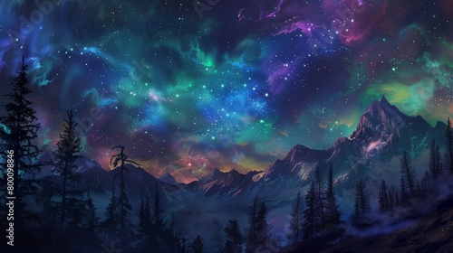 Underneath a canopy of enchanted stars, the cosmos come alive in a symphony of colors, perfect for adding text.